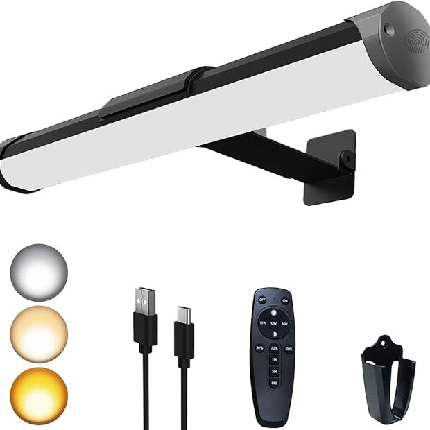 MIOBLUE Picture Light Battery Operated, 13.8in Wireless Art Light for Paintings, Dimmable 4400mAh Recharging Battery Display Light with Remote Control for Wall, Gallery Dartboard Art Bedroom