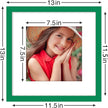 Vittanly 12x12 Picture Frames Set of 9, Shatter Resistant Plexiglass, Display 8x8 Pictures with Mat or 12x12 without Mat, Photo Frames for Wall Mount, Engineered Wood, Green