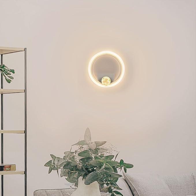 OUQI Wall Sconce with 4 Color Temp and Brightness, Hardwired Wall Mounted Light, Indoor Modern LED Wall Light Fixture for Bedroom Living Room Hallway Bathroom