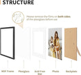 8x10 Picture Frame Set of 4, Displays 5x7 with Mat or 8x10 Without Mat, Photo Frames for Wall Hanging or Tabletop, Includes HD Plexiglass, Black
