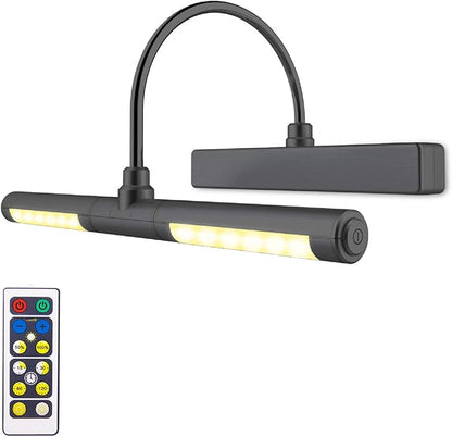 LUXSWAY Wireless Picture Light Battery Operated, Remote Control Painting Light with Rotatable Head, Dimmable and Timer Off, Wall Art Lights for Pictures Painting Artworking Display-Black