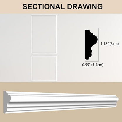 2 Set of 20" x 20" and 20" x 30" Pre-Cut Accent Wall Molding Trim Kit, Peel and Stick Premade Wainscoting Panels for Interior Decoration, Ready to Assemble Chair Rail Moulding
