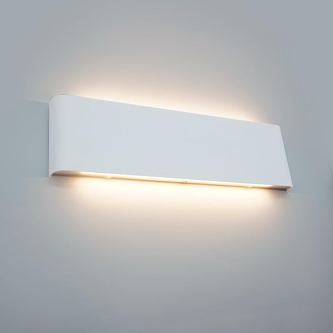 KICAAO 15.7in White Modern Wall Sconce 2-Pack,16W Indoor Vanity Light Up and Down LED Vanity Light for Bathroom Wall Lighting Fixtures Not Dimmable Not Plug (Warm Light 3000K)