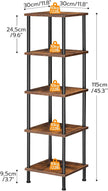 HOOBRO 5-Tier Corner Shelf Stand, Corner Square Rack Display Shelf, Tall Storage Plant Stand, Bookcase for Small Spaces, Living Room, Home Office, Kitchen, Rustic Brown and Black BF50CJ01