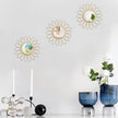 3 Pack Metal Mirrors for Wall Sunburst Wall Mirrors Home Décor Decorative Hanging Wall Art for Living Room Bedroom Entryway (Gold, Flowers)