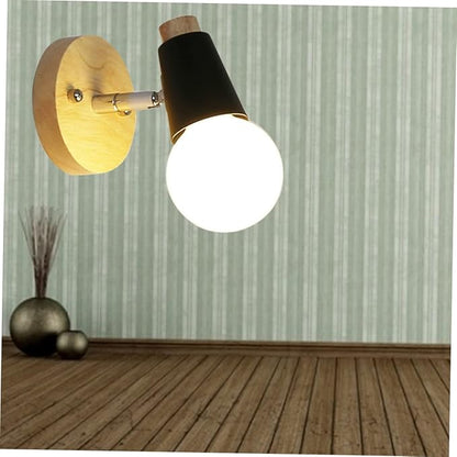 NUOBESTY Minimalist Solid Wood Wall Sconce Light Fixture Modern Black Design for Bedroom Bathroom Loft Decor No Light Bulb Included