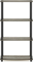 Furinno (99557GYW/BK) Turn-N-Tube 4-Tier Multipurpose Shelf Display Rack - French Oak Grey/Black
