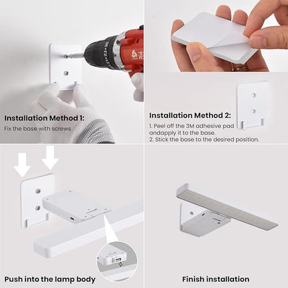 Battery Operated Picture Lights for Wall, White Wireless Art Light for Paintings, Rechargeable Display Light for Picture with Remote, 3 Color Poster Lights for Frame Portraits Wall Decor (2 Pack)