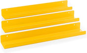 Vinyl Record Shelf - 3 Metal Display Shelves - Wall Mount Now-Playing Vinyl Shelves - an Album Record Holder That Doubles as a Picture Ledge - Fits All Records (Yellow)