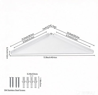 3.0mm Aluminum Alloy Corner Shelf Wall Mounted, for Bathrooms,Offices, Bedrooms,Kitchens,Dorm Rooms and Living Rooms (White, 11.3 inch White Corner Shelf)