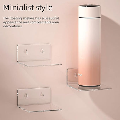Acrylic Wall Shelves for Storage,Floating Shelf,Acrylic Display Shelves,Ledges for Pop Figures,Plant,Picture Photo for Bedroom Decor Living Room