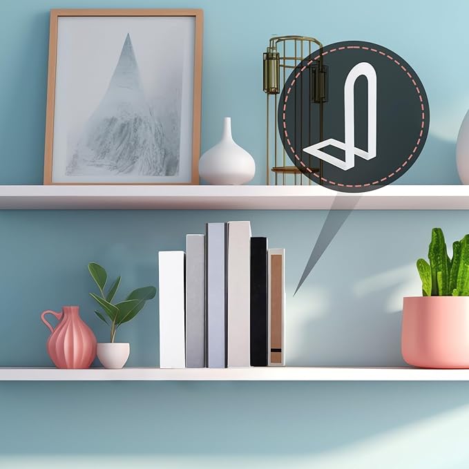 Chunful 6 Pcs Modern Metal Book Ends for Shelves Decorative Small Bookends Book Shelf Organizer Minimalist Design Stopper to Hold Books for Home Office (White,5.5 * 3.75 * 2.25inch)