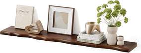 Floating Shelves for Wall Rustic Farmhouse 48 Inch Floating Shelf Bathroom Wooden Shelves for Wall Mounted Live Edge Pine Shelf with Unique Natural Grain for Living Room Bedroom Kitchen (Walnut)
