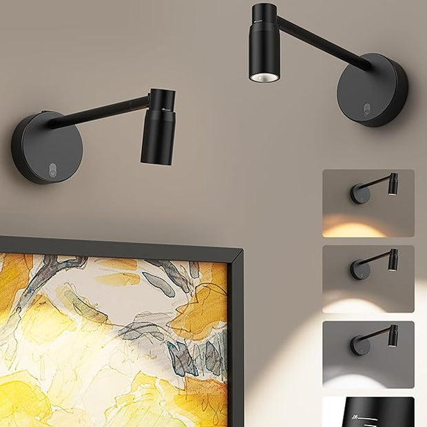 PESUTEN Zoomable Picture Light for Wall, Battery Operated Art Light for Paintings CCT Dimmable Spotlight for Wall Art Wall Light with Remote Control for Living Room Gallery Dartboard Bathroom 2PCS
