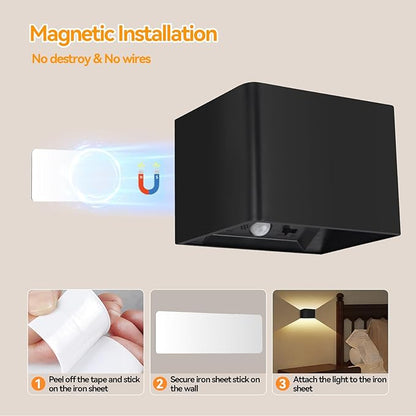 Aialun Motion Sensor Wall Light 5000mAh Battery Operated,Rechargeable Wall Sconce Set of 2 Wireless Closet Light,3CCT & Dimmable Up and Down Night Lights Magnetic Stair Lights for Bedroom Hallway