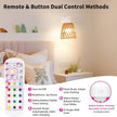 Battery Operated Wall Sconce Set of 2, Boho USB Rechargeable Wall lamp, White Farmhouse Rattan Sconce Lighting with Remote, RGB 15 Colors Modes Rechargeable Wall Lights for Bedroom Livingroom Hallway