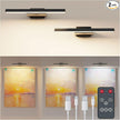 Koopala LED Picture Lights Set of 2, Cordless Over Painting Lamps with 6000mAH Rechargeable Battery Powered, CRI≥95, 5 Brightness,3 Color Temp, Dimmable Indoor Display Lights for Art Photo Dartboard