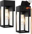 2 Pack Porch Lights Outdoor Wall Sconce, Outdoor Light with GFCI Outlet, Waterproof Exterior Wall Lantern Light Fixtures, Anti-Rust Wall Lamp with Clear Glass for Patio Doorway Garage- Black