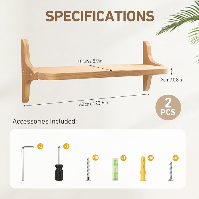 Wooden Floating Shelves for Wall, 23.6