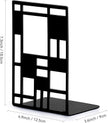 Book Ends, Bookends, Book Ends for Shelves, Bookends for Heavy Books, Book Divider Decorative Holder, Metal Heavy Duty Bookend Black 3 Pair, Abstract Art Desgin Book Stopper Supports for Office, Home