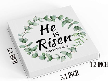 He Is Risen Decor Easter Religious Decorations Christian Easter Decorations Spring Decor Wooden Box Sign for Home Office Bedroom Living Room Desk Shelves