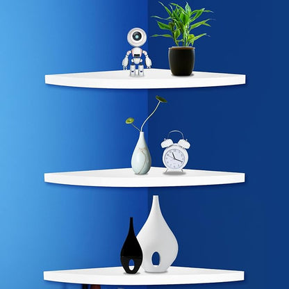 3Pcs Corner Mounting Shelf 20cm Wall Mounted Space Saving Wall Corner Shelf Easy to Install Corner Floating Shelves Minimalist Corner Wall Shelf for Bedroom Living Room Bathroom ZHAZHAMO