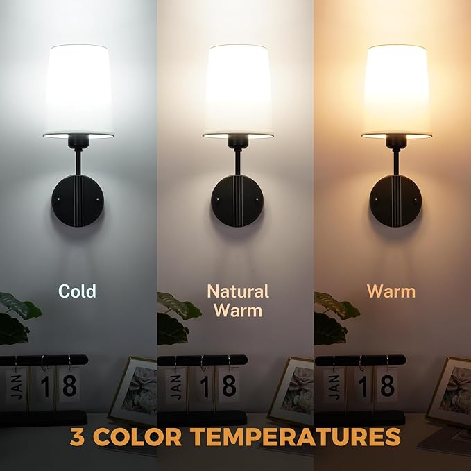Wall Sconces Battery Operated, Battery Operated Wall Sconce with 13000mAh Magnetic Bulbs and Remote, Rechargeable Wall Sconce Set of 2, WirelessWall Lamp/Lights for Bedroom (Black)