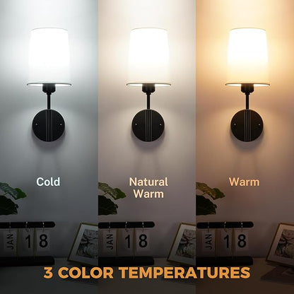 Wall Sconces Battery Operated, Battery Operated Wall Sconce with 13000mAh Magnetic Bulbs and Remote, Rechargeable Wall Sconce Set of 2, WirelessWall Lamp/Lights for Bedroom (Black)