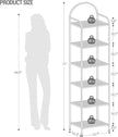 Bookcase Bookshelf, Tempered Glass Bookshelves, Slim Shelving Unit for Bedroom, Bathroom, Home Office, Steel Frame, 6 Tier Black BC10601B