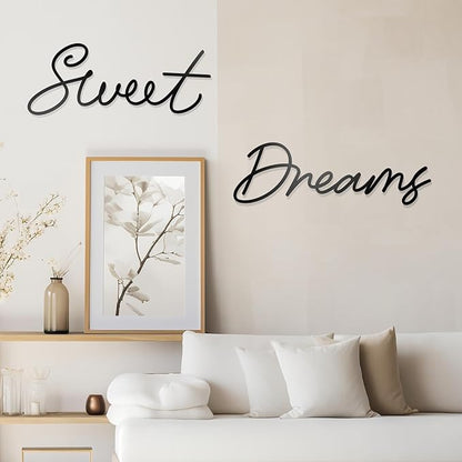 Zzbakress Sweet Dreams Wall Decor Metal Wall Art Large Modern Living Room Farmhouse Sign for Bedroom Black Metal Wall Art for Office and Home Wall Decor (Black, Farmhouse-Large)