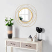 Large Round Mirror with Iron Metal Wire Frame Wall-Mounted Mirror for Home Decorative Living Room Bedroom Bathroom Entryway White 16” x 16”