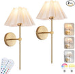 Battery Operated Wall Sconces Set of 2, Rechargeable RGB Wall Lights, Not Hardwired Wall Lights with Petal Shades, Wireless Wall Lamp with Remote Control for Living Room Corridor Bedroom etc