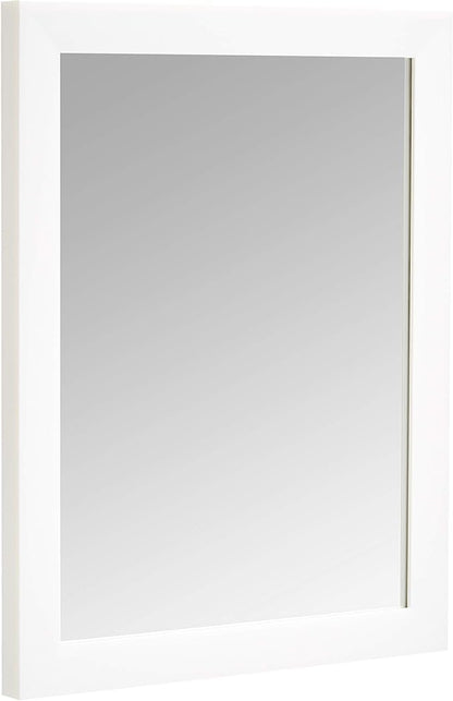 Amazon Basics Rectangular Wall Mount Mirror for Bedroom, Living Room, Entryway, Standard Trim, 16" x 20", White
