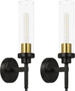 Wall Sconces Set of Two, Modern Bathroom Sconces with Clear Glass, Hardwired Sconces Wall Decor Set of 2, Wall Lights for Living Room Mirror Bedroom Hallway Kitchen (Gold and Black)
