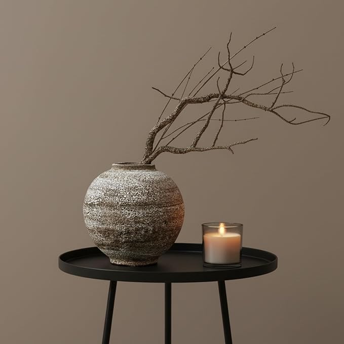 Ceramic Farmhouse Vase Rustic Decor,Pottery Decorative Flower Vases for Home Decor,Boho Vase for Table, Living Room,Bathroom,Shelf,Mantel Decoration,5.5 inch