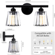 TISLYCO 2 Lights Sconces Wall Decor, Modern Vanity Light Fixture Over Mirror, Black Crystal Wall Sconce for Hallway Entryway Restroom, 2 Lights Bathroom sconces
