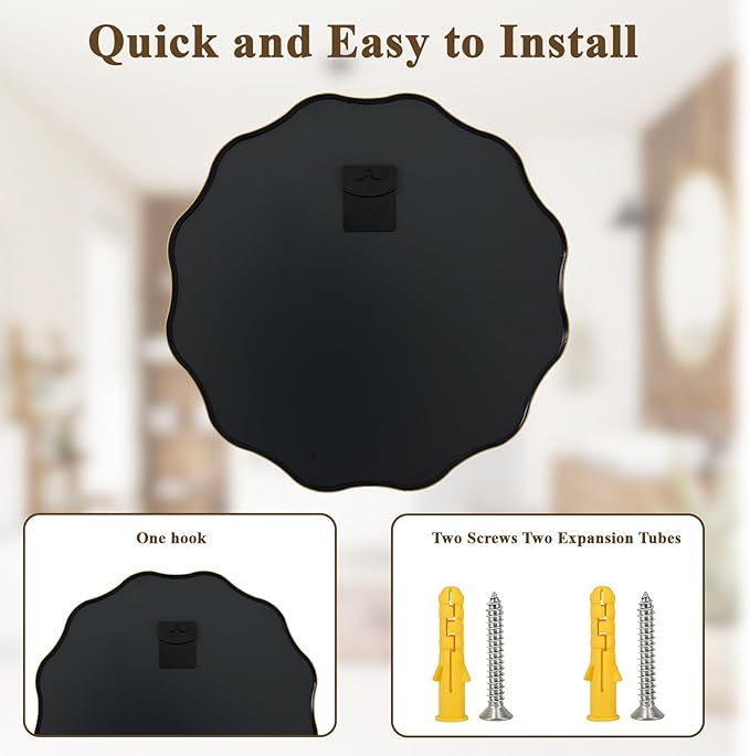 VooBang Gold Scalloped Circle Mirror, 24