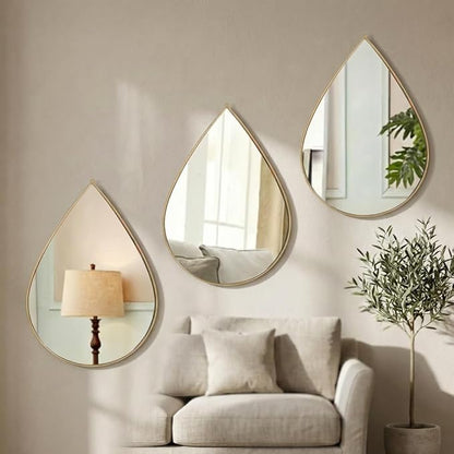 DECANIT Decorative Wall Mirrors Set of 3,Gold Accent Hanging Mirrors for Living Room, Bedroom & Entryway – Modern Farmhouse & Boho Home Decor