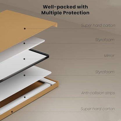 Bronze Bathroom Mirror 72x36 Inch, Brushed Bronze Metal Frame Mirror for Wall, Rounded Rectangle Bathroom Vanity Mirror with Tempered Glass, Anti-Rust, Horizontal/Vertical