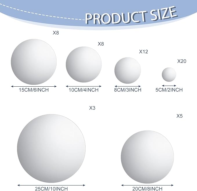Jetec 56 Pcs Real Glass Round Mirror Tiles Frameless Wall Glass Tiles Round Wall-Mount Mirrors with Acrylic Double Sided Adhesive for Bedroom Bathroom Craft(2/3/4/6/8/10 Inch)