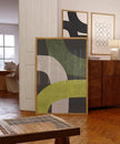 Nationcog Mid-Century Green Black Organic Lines Art, Modern Minimalist Wall Decor, Bold Beige Tones Contemporary Trendy Home Accent (Unframed) (16x24)
