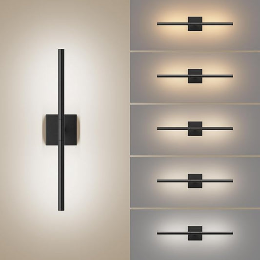 Tipace Hardwired Black Vanity Light Fixtures for Bathroom - 23.6 inch 360° Rotatable Modern Bathroom Light Fixture Over Mirror 5CCT LED Wall Sconce Lighting Fixture LED Vanity Lights Bar