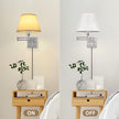 TRLIFE Wall Sconce Plug in, Dimmable Wall Sconces Set of 2 Brushed Nickel Swing Arm Wall Lights with Plug in Cord and On/Off Dimmer Rotary Switch, 9.4