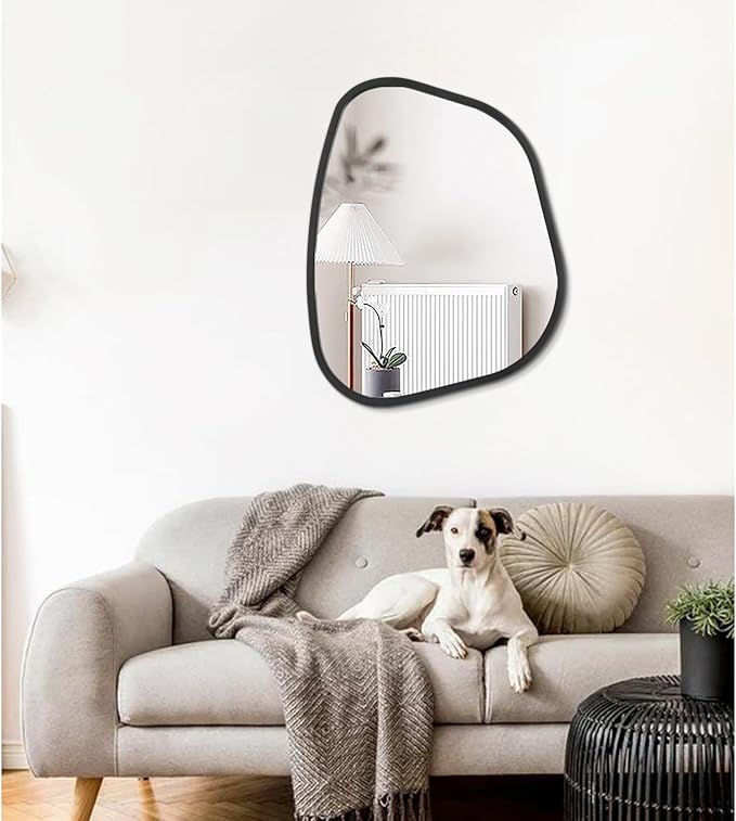 Black Asymmetrical Wall Mirror Large 20