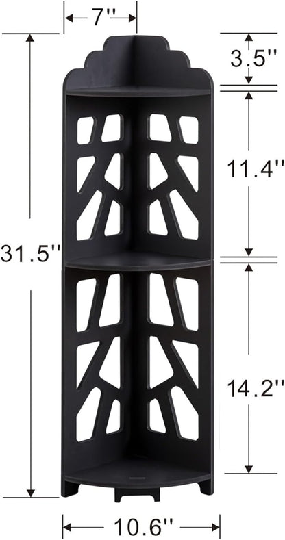 Corner Shelves,Corner Shelf Stand Waterproof Great for Bathroom Storage Tight Space,Small Shelf Stand Fit for Toilet Paper Holder Storage, Corner Tables for Small Space,Black