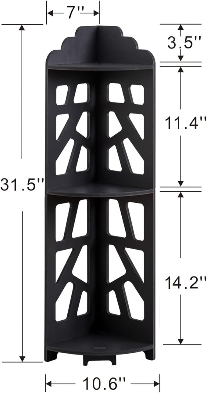 Corner Shelves,Corner Shelf Stand Waterproof Great for Bathroom Storage Tight Space,Small Shelf Stand Fit for Toilet Paper Holder Storage, Corner Tables for Small Space,Black