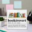 Book Lover Decor Rustic Booktrovert Definition Wooden Sign Decorations Home Book Room Library Desk Table Shelf 5×5 Inches, Gifts for Book Lovers Readers