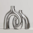 Hug Donut Decorative Vase Set - Silver Vase, Modern Nordic Boho Style Vases Home Decor, Matte Ceramic Decorations for Living Room Shelf, Bookshelf Mantle Entryway Table or Console Décor (Silver)