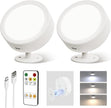 EZVALO LED Wall Mounted Lights, 5500mAh Rechargeable Wall Sconces Lamp, 3 Color Temps & Remote and Touch Control, 360°Rotation Dimmable Cordless Wall Light for Bedroom Reading Study (2 Pack White)