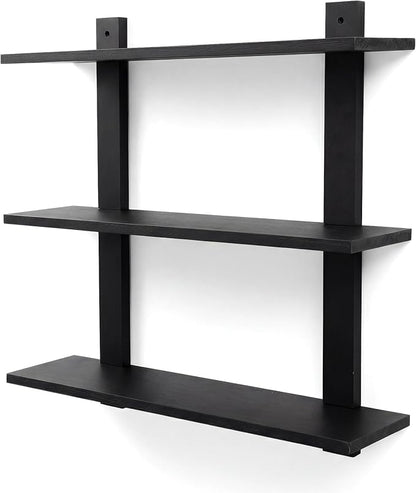 PHOENANCEE 3 Tier Floating Shelves,Long Wall Shelf,Over The Toilet Shelves Bathroom Hanging Display Storage Rustic for Living Room Bedroom Kitchen Office Coffee Bar Decor Decorative,24 Inch